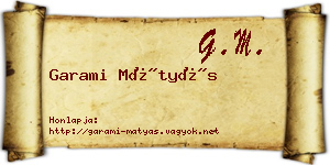 Garami Mátyás névjegykártya